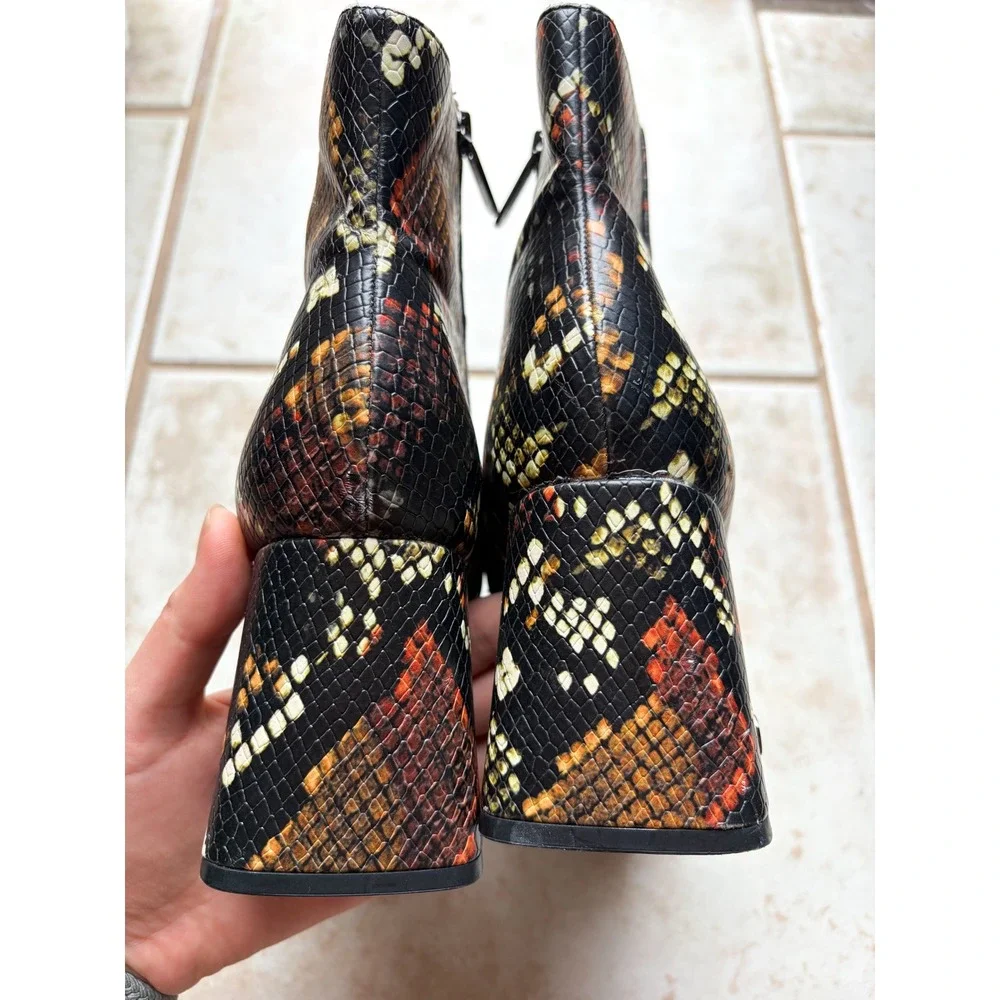 Circus by Sam Edelman Kate‎ Snakeskin Print Block Heel Ankle Boots Womens 8M